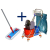 Zestaw: Kompletny mop 40cm Flipper + wózek porządkowy TOM02 z uchwytem na worek / chrom